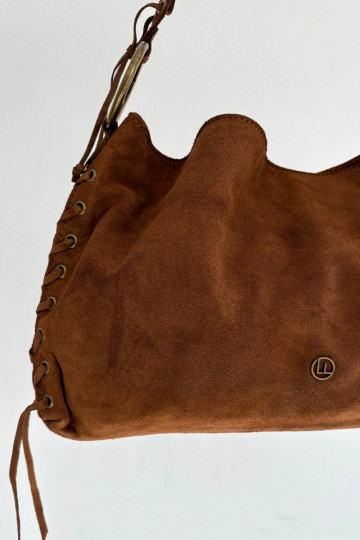 Skórzana Zamszowa Rankinė  m rudos spalvos Janelis 2