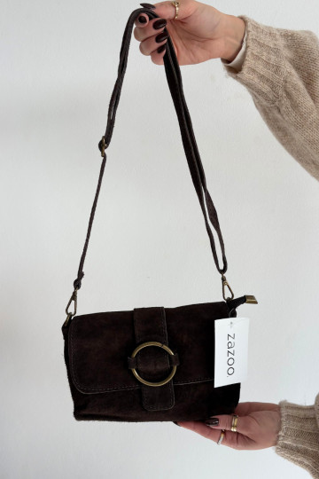 Skórzana Zamszowa Nedidelė rankinė Czekoladowa Jessel