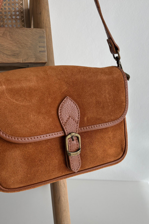 Skórzana Zamszowa Rankinė  rudos spalvos Norla