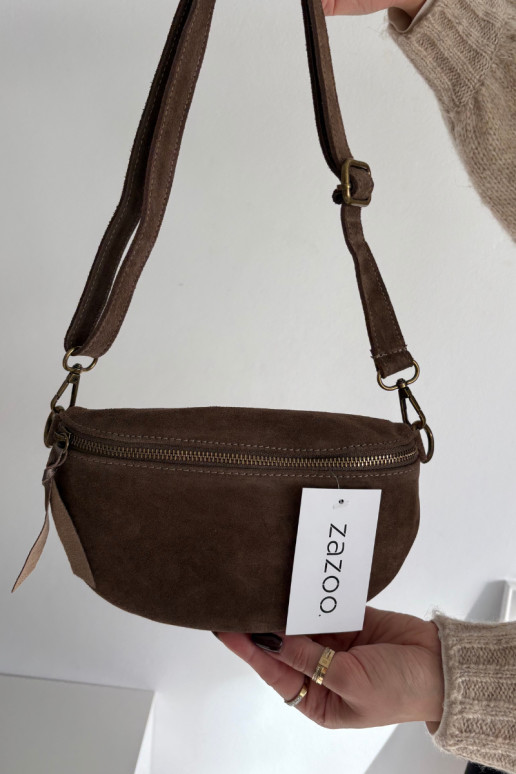 Skórzana Zamszowa Rankinė ant liemens Czekoladowa Wessa