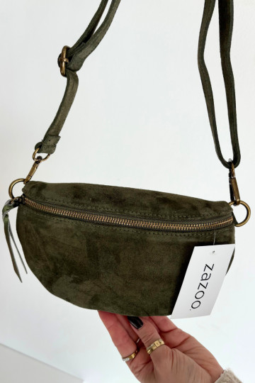 Skórzana Zamszowa Rankinė ant liemens žalia Wessa