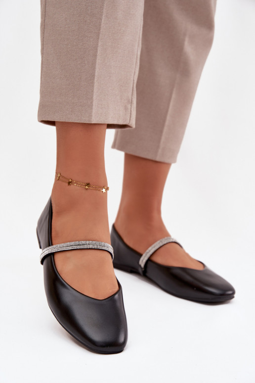 Balerinos  Z Błyszczącymi Paskami Juodos spalvos Ilirene