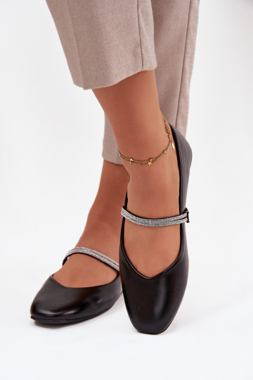 Balerinos  Z Błyszczącymi Paskami Juodos spalvos Ilirene 2