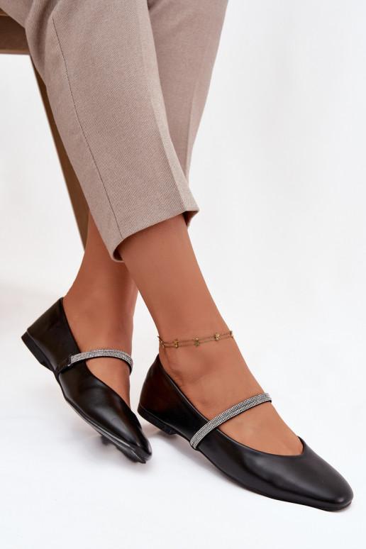 Balerinos  Z Błyszczącymi Paskami Juodos spalvos Ilirene