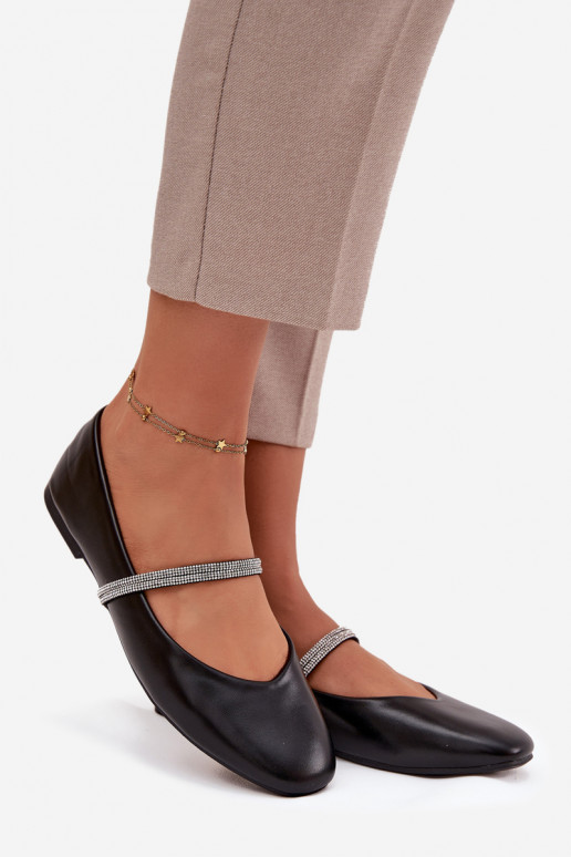 Balerinos  Z Błyszczącymi Paskami Juodos spalvos Ilirene