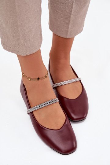 Balerinos  Z Błyszczącymi Paskami bordo spalvos Ilirene