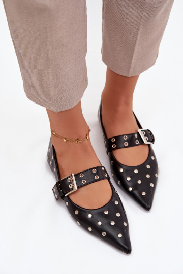 Balerinos su kniedėmis I su sagtimis Eko   Juodos spalvos Arlenne