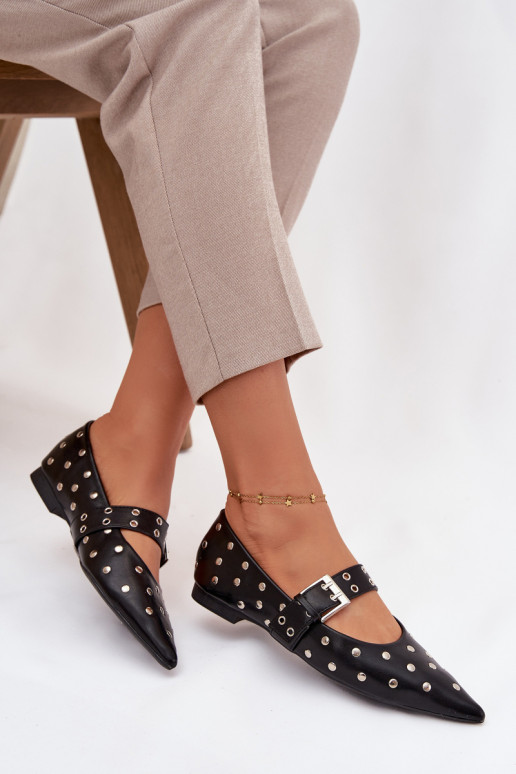 Balerinos su kniedėmis I su sagtimis Eko   Juodos spalvos Arlenne