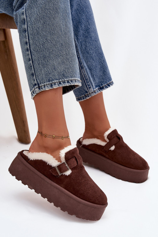 sniego batai  su kailiuku I su sagtimis su platforma Czekoladowe Jessina