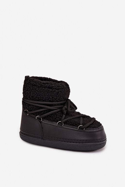 sniego batai  su kailiuku Typu Baranek su dirželiais Juodos spalvos Belira