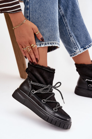 sniego batai  su stilingomis detalėmis Juodos spalvos Isalisse