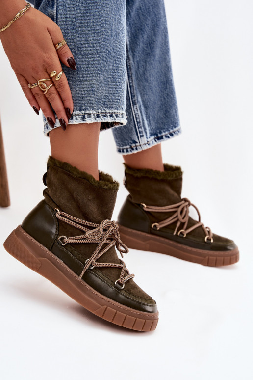 sniego batai  su stilingomis detalėmis chaki spalvos Isalisse