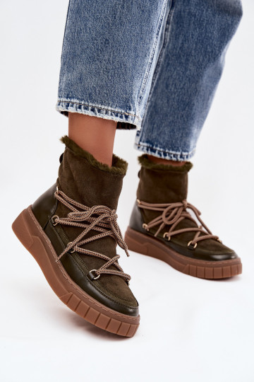 sniego batai  su stilingomis detalėmis chaki spalvos Isalisse 2