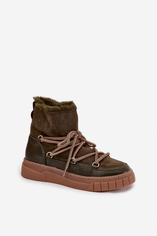 sniego batai  su stilingomis detalėmis chaki spalvos Isalisse