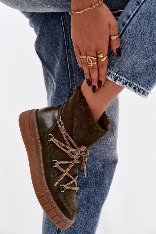 sniego batai  su stilingomis detalėmis chaki spalvos Isalisse