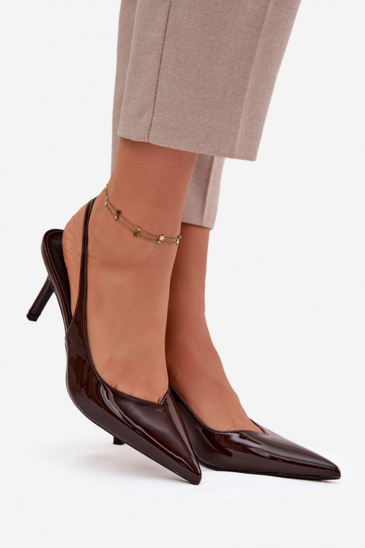 su lako efektu Bateliai su plonais kulniukais Czekoladowe Phelia