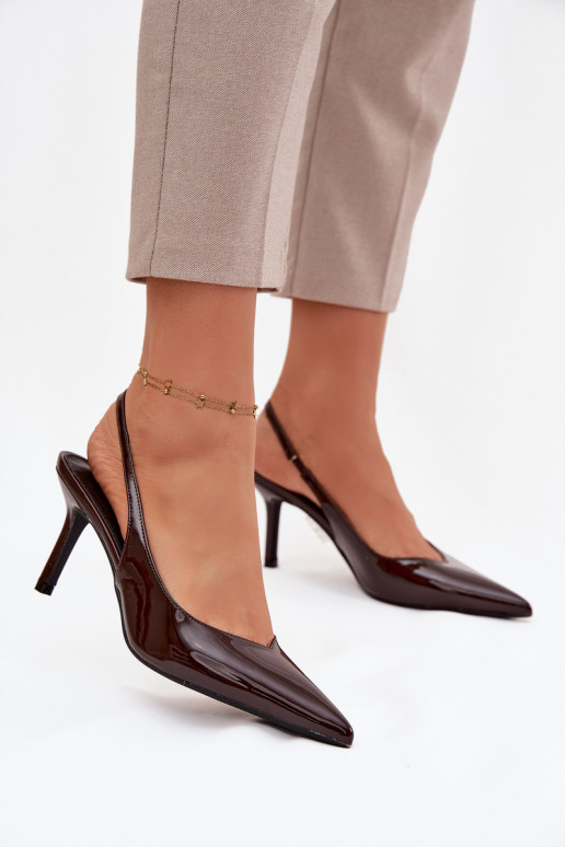 su lako efektu Bateliai su plonais kulniukais Czekoladowe Phelia