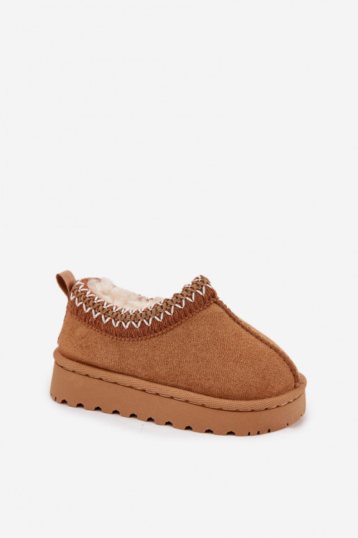 Vaikiški sniego batai su siuvinėjimu Prina, rudos spalvos