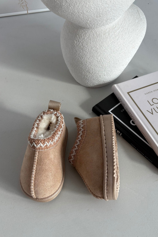 Vaikiški sniego batai su siuvinėjimu Prina, smėlio spalvos