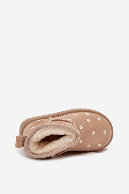 Vaikiški sniego batai su gėlių motyvais Gracina smėlio spalvos