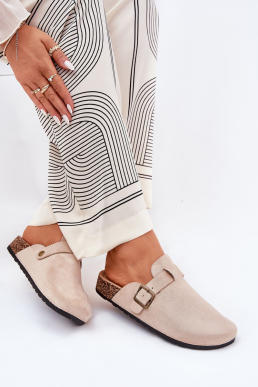 Šlepetės ChodakI  i su platforma su sagtimis smėlio spalvos Selio