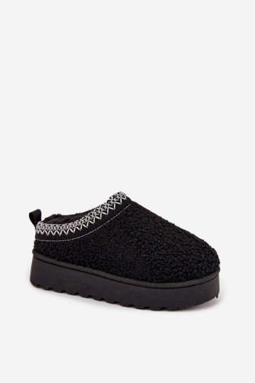 Vaikiški sniego batai jaunimui su kailiuku tipo Baranek juodos spalvos Selathiel