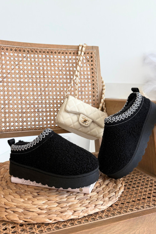 Vaikiški sniego batai jaunimui su kailiuku tipo Baranek juodos spalvos Selathiel