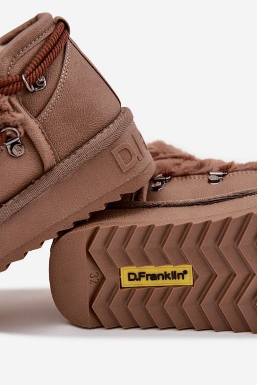 Rudos spalvos vaikiški jaunimo sniego batai su kailiuku D.Franklin DFSH370011