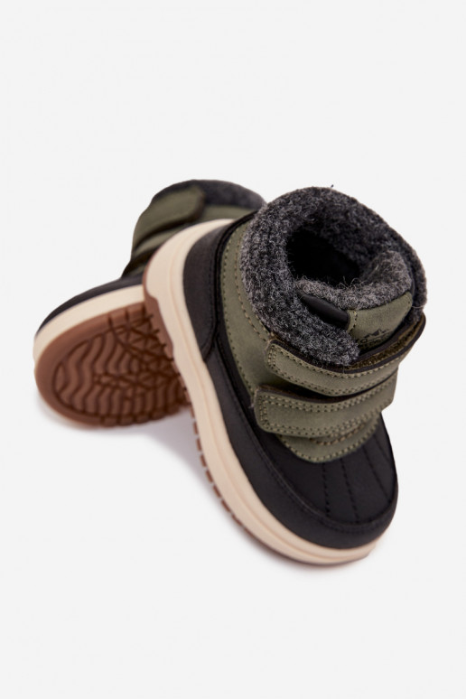 Vaikiški žalios-juodos spalvos sniego batai su lipniais užsegimais Darlene