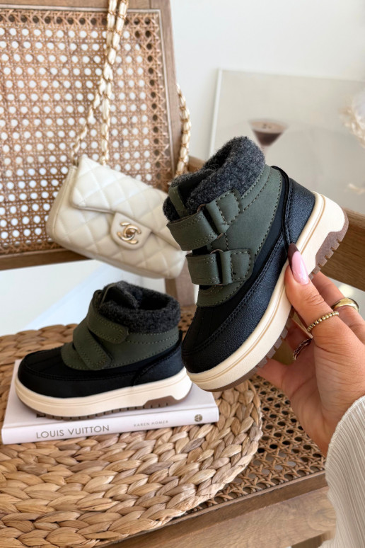 Vaikiški žalios-juodos spalvos sniego batai su lipniais užsegimais Darlene