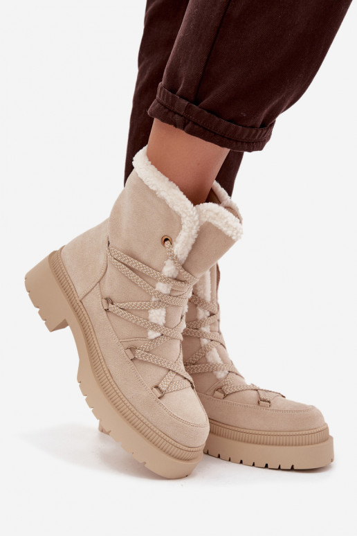 Moteriški pašiltinti sniego batai, smėlio spalvos, Irmara