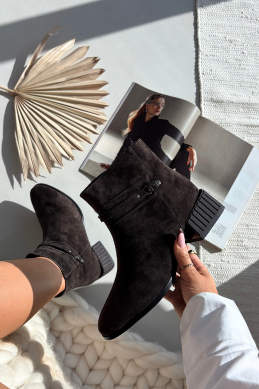 Moteriški aulinukai iš dirbtinės zomšos Klocke šilti D&A CR52-651 šokoladinės spalvos