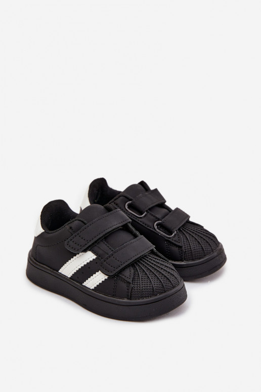 Vaikiški sportiniai bateliai Sneakers modelio iš dirbtinės odos, juodos spalvos, Renel