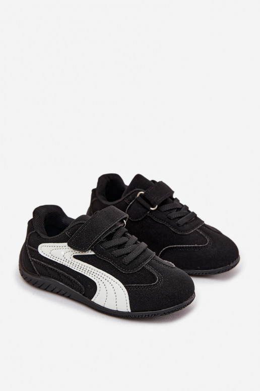 Vaikiški sportbačiai su lipniu užsegimu juodos ir baltos spalvos Perrin