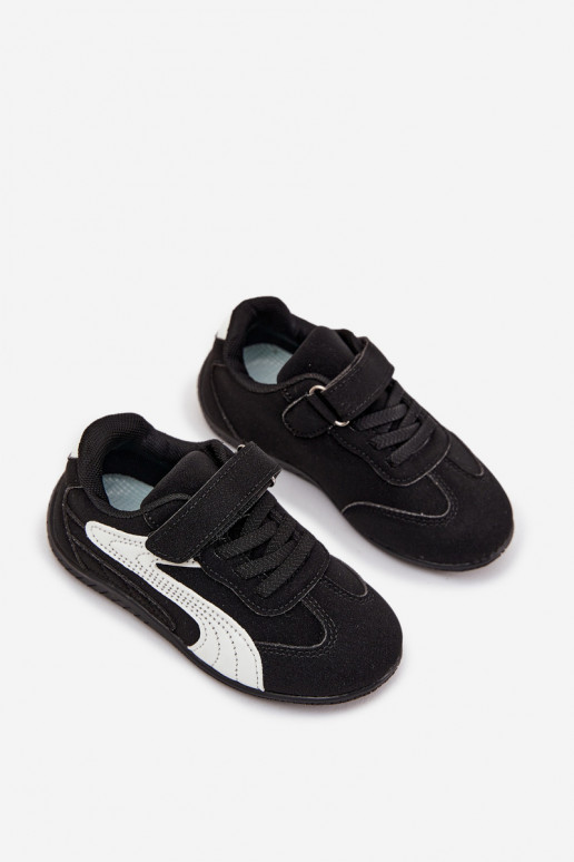 Vaikiški sportbačiai su lipniu užsegimu juodos ir baltos spalvos Perrin