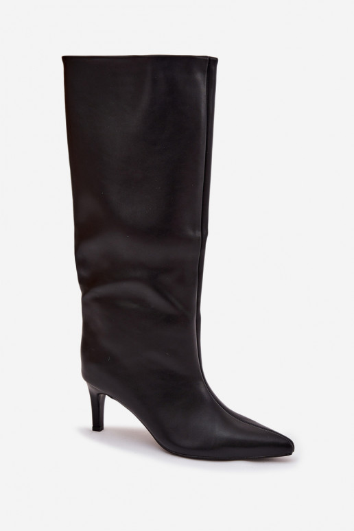 moteriški ilgaauliai batai Įsispiriamo modelio su plonais kulniukais  Juodos spalvos Olyvia