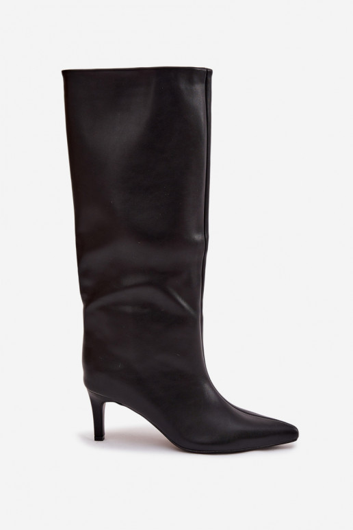 moteriški ilgaauliai batai Įsispiriamo modelio su plonais kulniukais  Juodos spalvos Olyvia