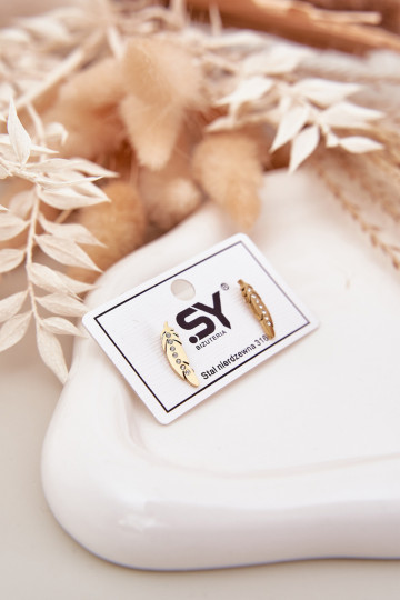 su stilingomis detalėmisi Listki su tviskančiomis akutėmis Stal Nierdzewna aukso spalvos 2