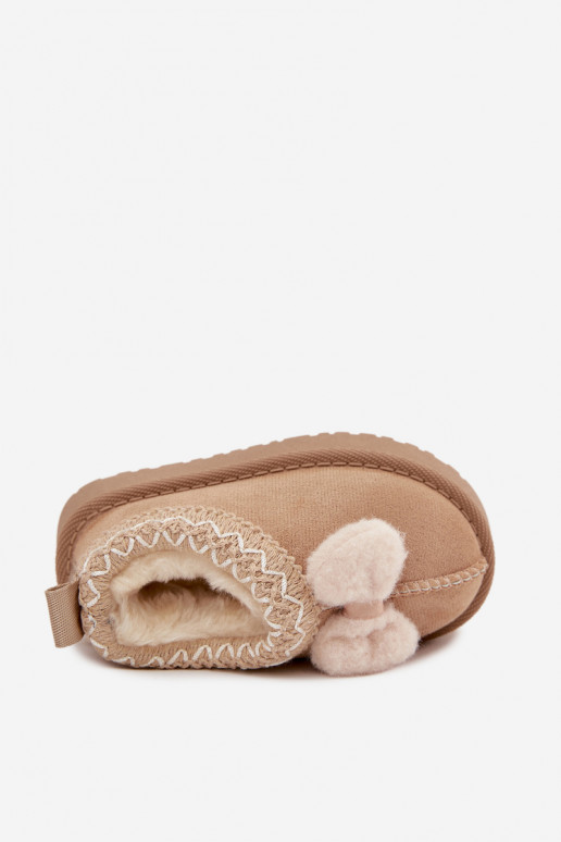 Vaikiški sniego batai su siuvinėjimu ir kaspinu, smėlio spalvos Daven