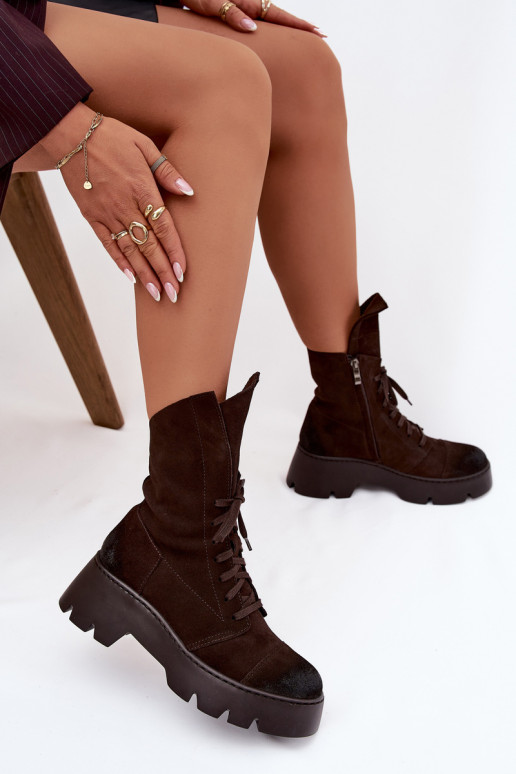 aulinukai  Z Naturalnego Zamszu Zazoo 976 Czekoladowe