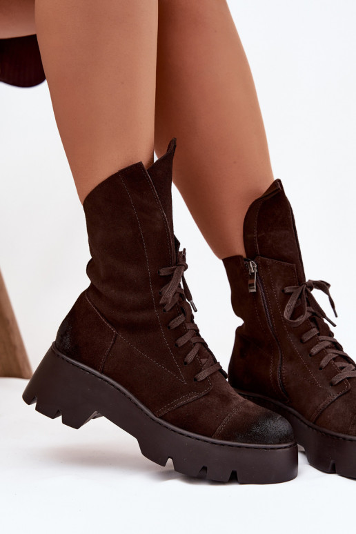 aulinukai  Z Naturalnego Zamszu Zazoo 976 Czekoladowe