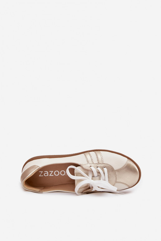 Baltos-aukso spalvos odiniai moteriški "Barefoot" tipo batai Zazoo N1341
