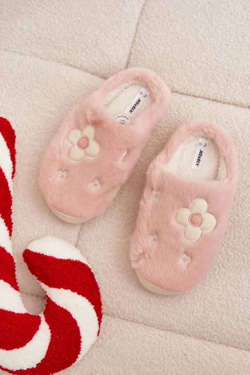  Šlepetės Z su gėlių motyvaisuszkami rožinės spalvos Selinne