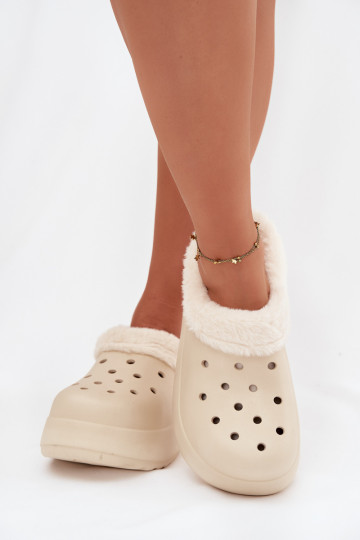  Moteriškos šlepetės pašiltinti su kailiuku viduje smėlio spalvos Palvine 2