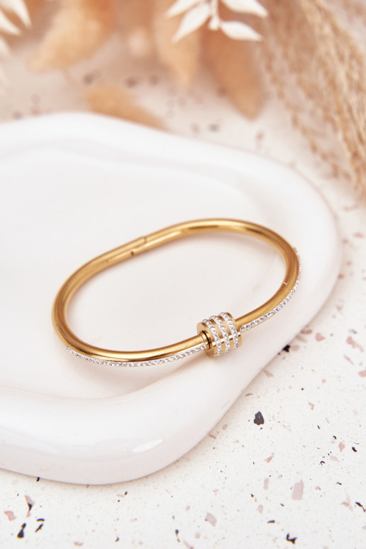 Apyrankė  su tviskančiomis akutėmis Stal Nierdzewna aukso spalvos