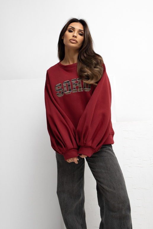 Marškinėliai su užtrauktuku bordo