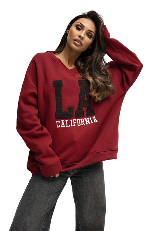 Bordo spalvos megztinis su užtrauktuku