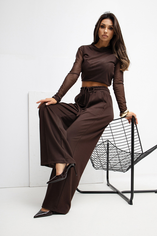 Tamsiai rudos laisvalaikio kelnės