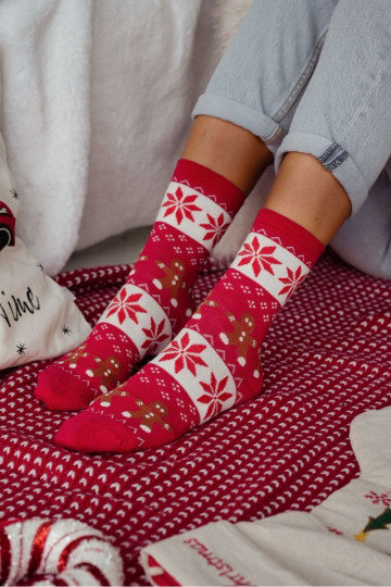 Kojinės  Christmas Pierniki raudonos spalvos