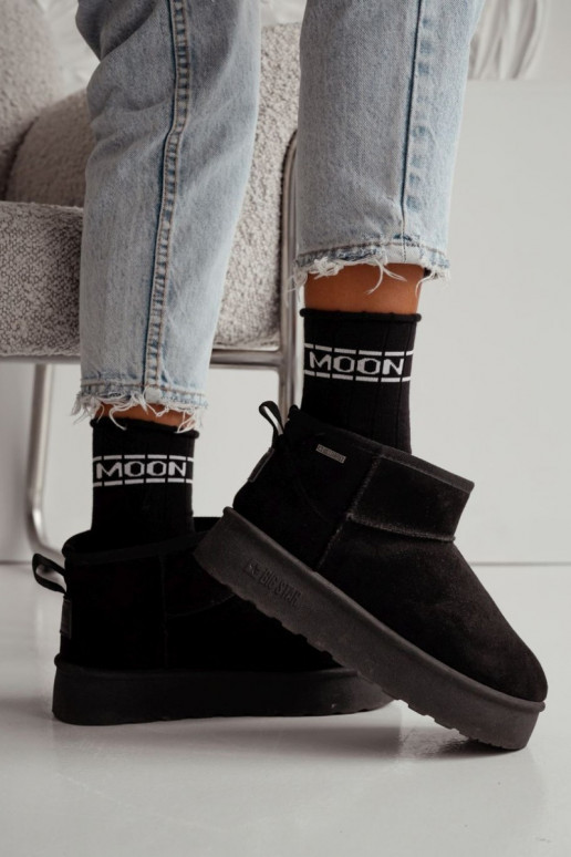 Kojinės  Półfrotte UNIQUE be atnaro MOON Juodos spalvos